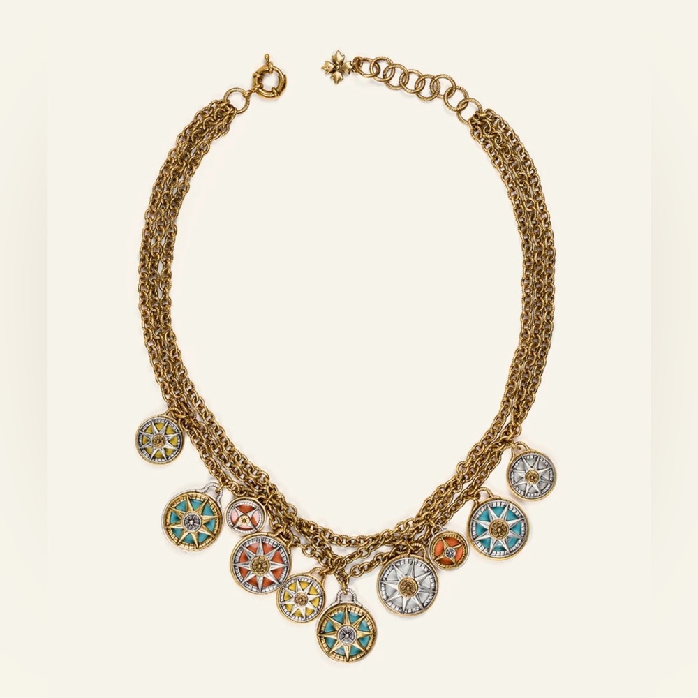Patricia Nash Gold-Tone Multi-Color Compass Charm Necklace
